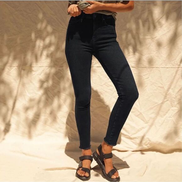 Free People We The Free Women's Black Raw High-Rise Jegging Zip Fly Skinny Jeans - Picture 1 of 12